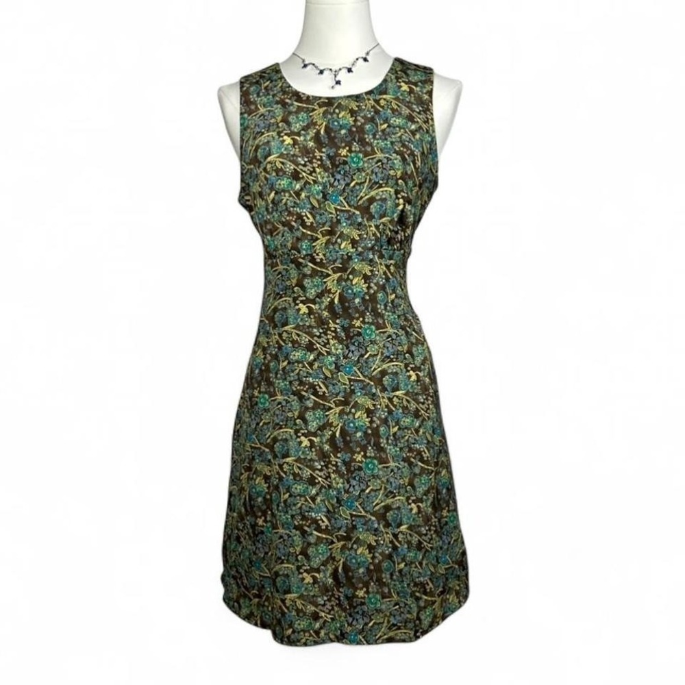 90s Sleeveless Floral Sheath Dress Size 9 28" Waist Fairy Boho Festibal